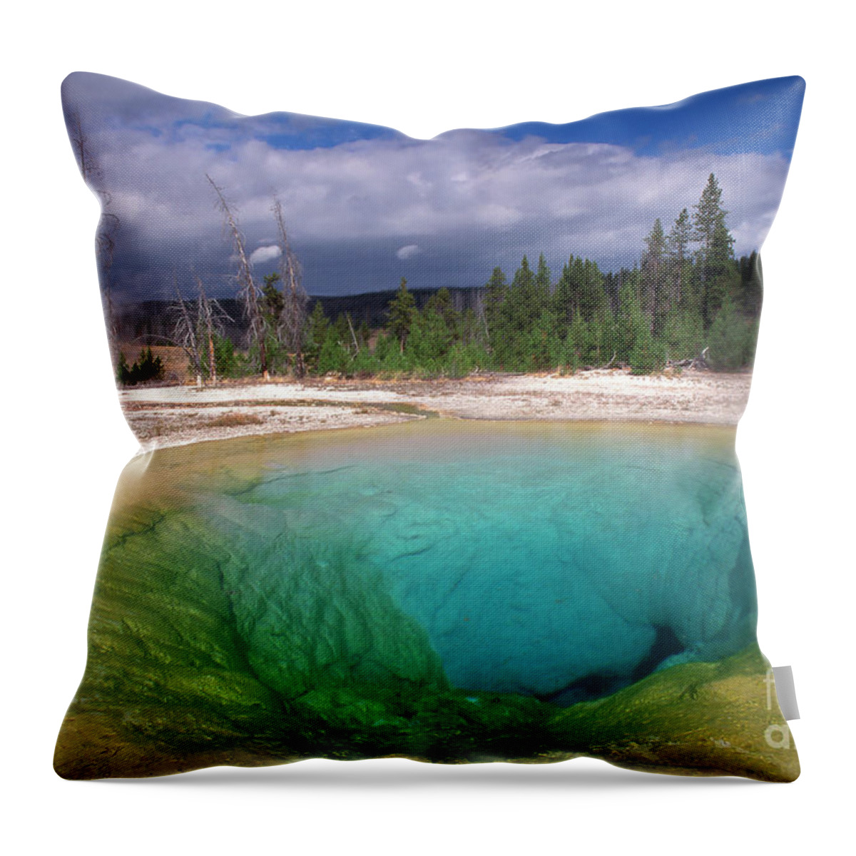 Thermal Pool Throw Pillow featuring the photograph Morning Glory Pool, Wyoming, USA by Kevin Shields