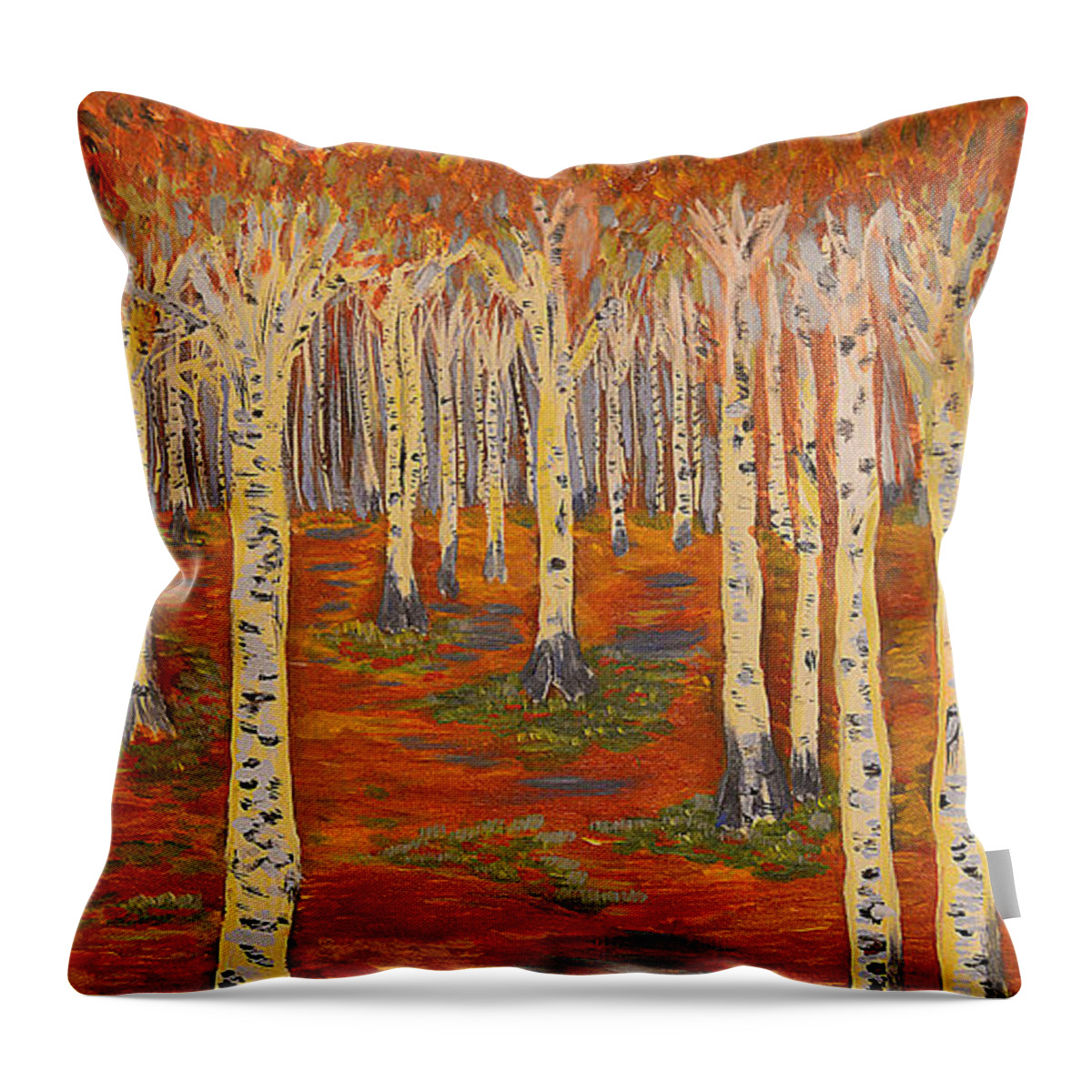 Forest Throw Pillow featuring the painting Morning in the Forest by Felicia Tica