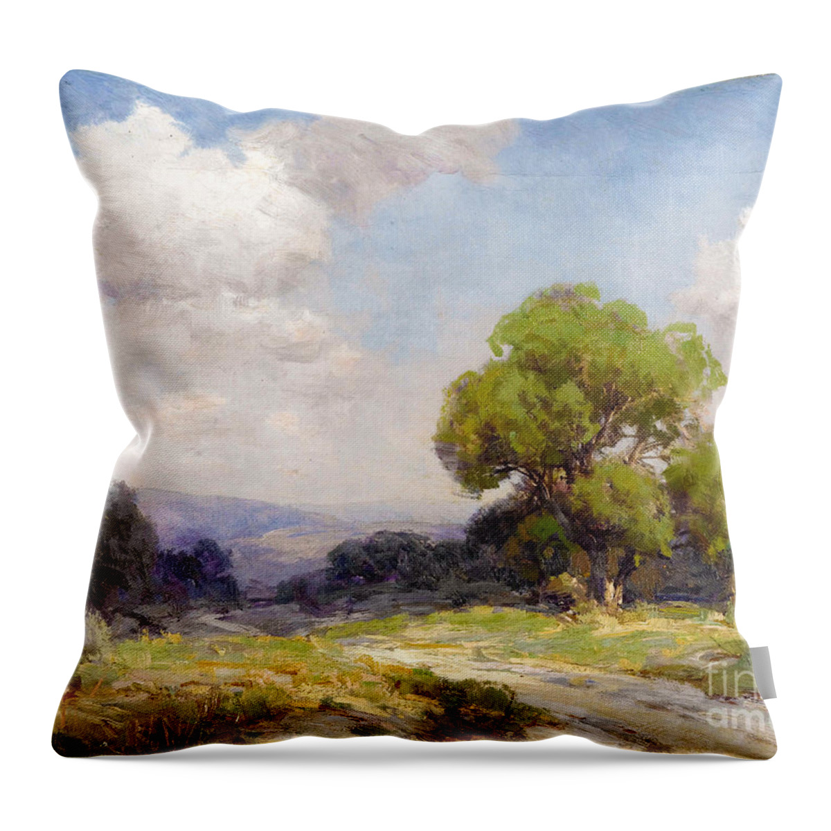 Morning In The Hills Southwest Texas - Robert Julian Onderdonk Throw Pillow featuring the painting Morning in the Hills Southwest Texas by MotionAge Designs