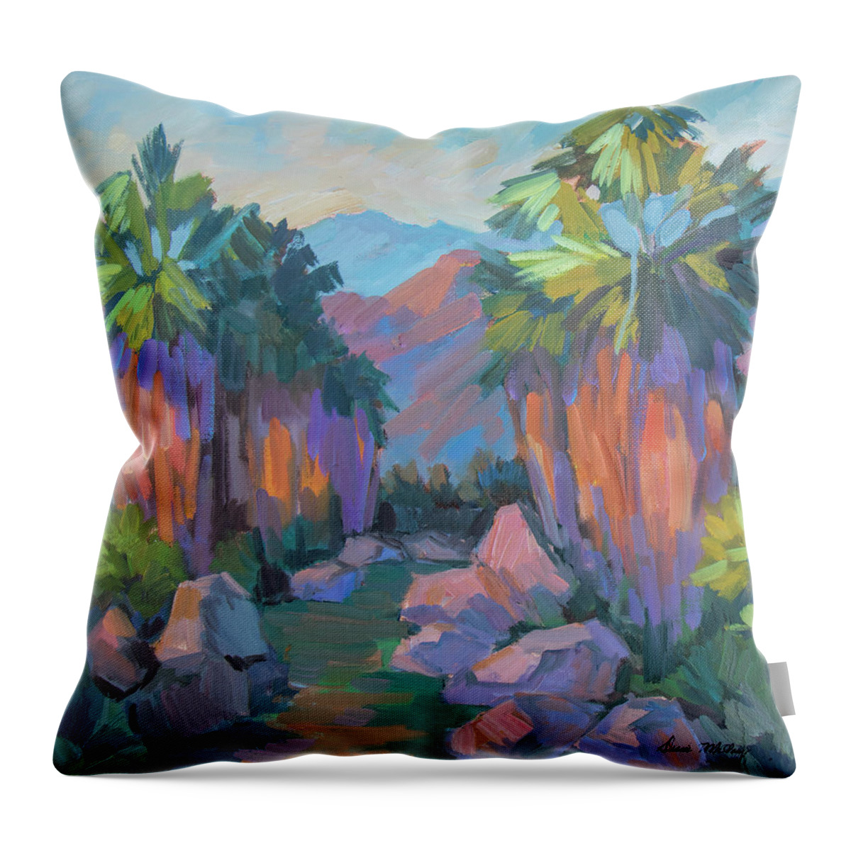 Coachella Valley Throw Pillow featuring the painting Morning Indian Canyon by Diane McClary