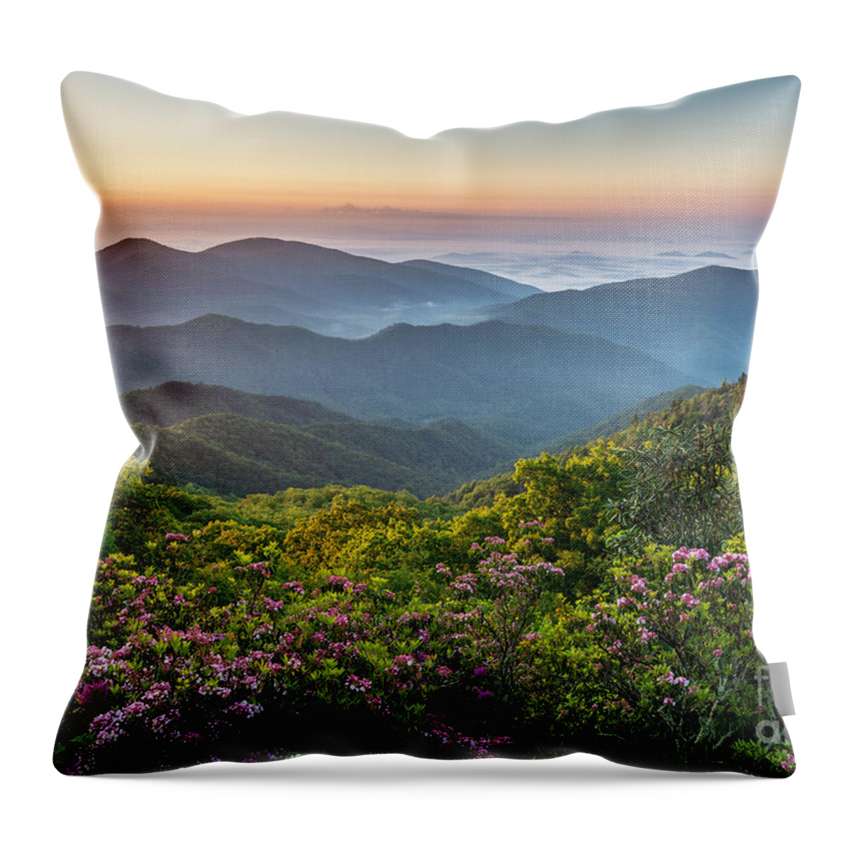 Blue Ridge Throw Pillow featuring the photograph Morning Layers by Anthony Heflin