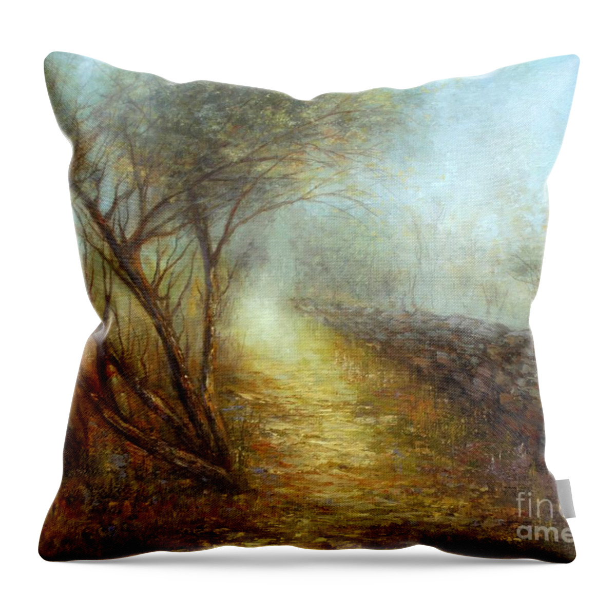 Landscape Throw Pillow featuring the painting Morning Mist by Valerie Travers