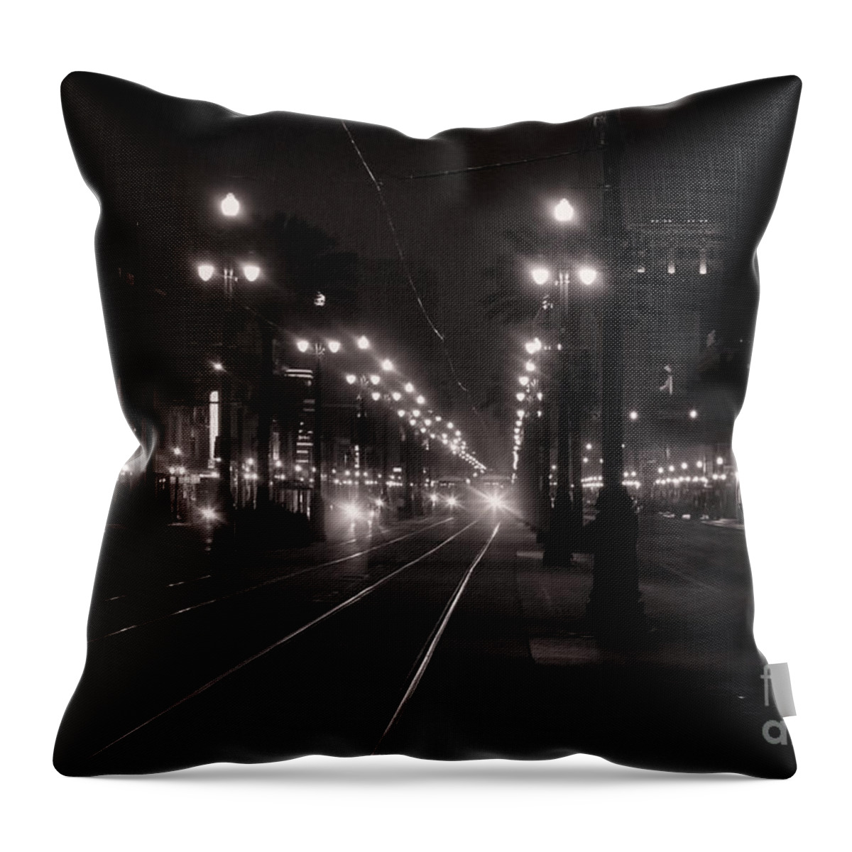 Nola Throw Pillow featuring the photograph Morning on Canal Street by Jarrod Erbe