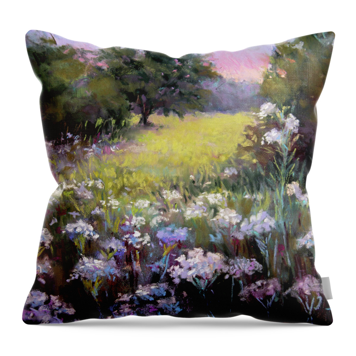 Meadow Throw Pillow featuring the pastel Morning Praises by Susan Jenkins