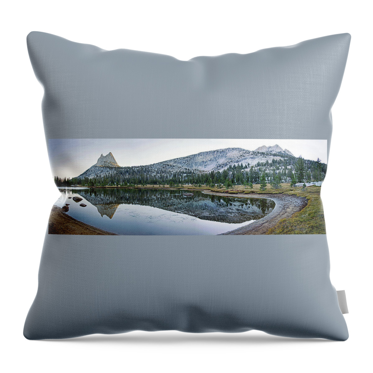 Upper Cathedral Lake Throw Pillow featuring the photograph Morning Reflections II by Angie Schutt