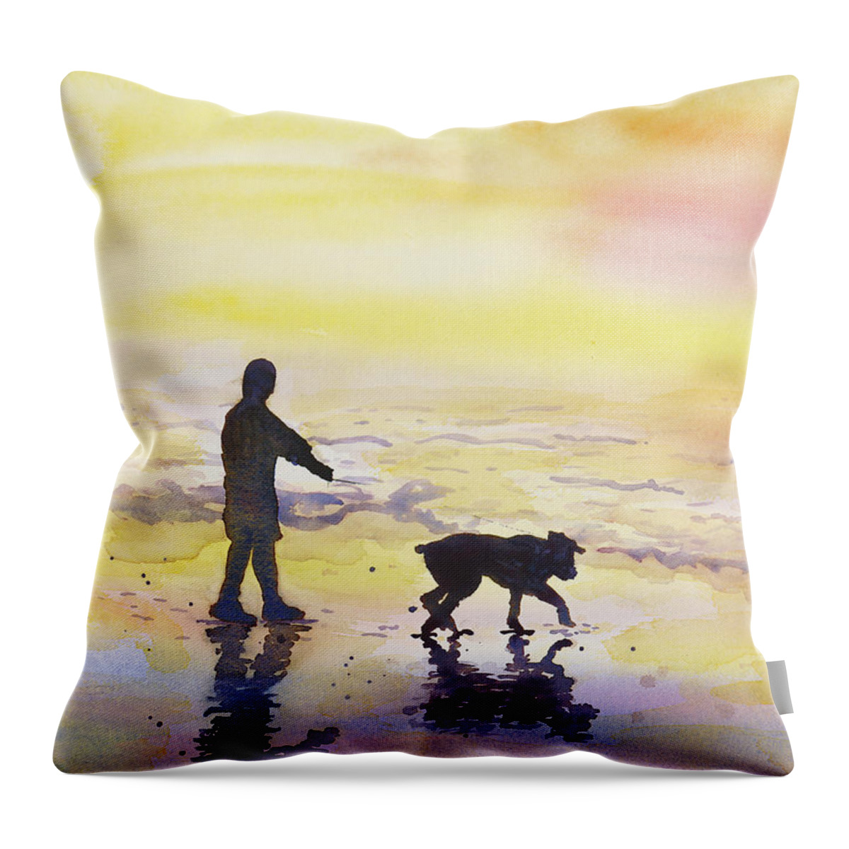 Reflections Throw Pillow featuring the painting Morning reflections by Lisa Debaets
