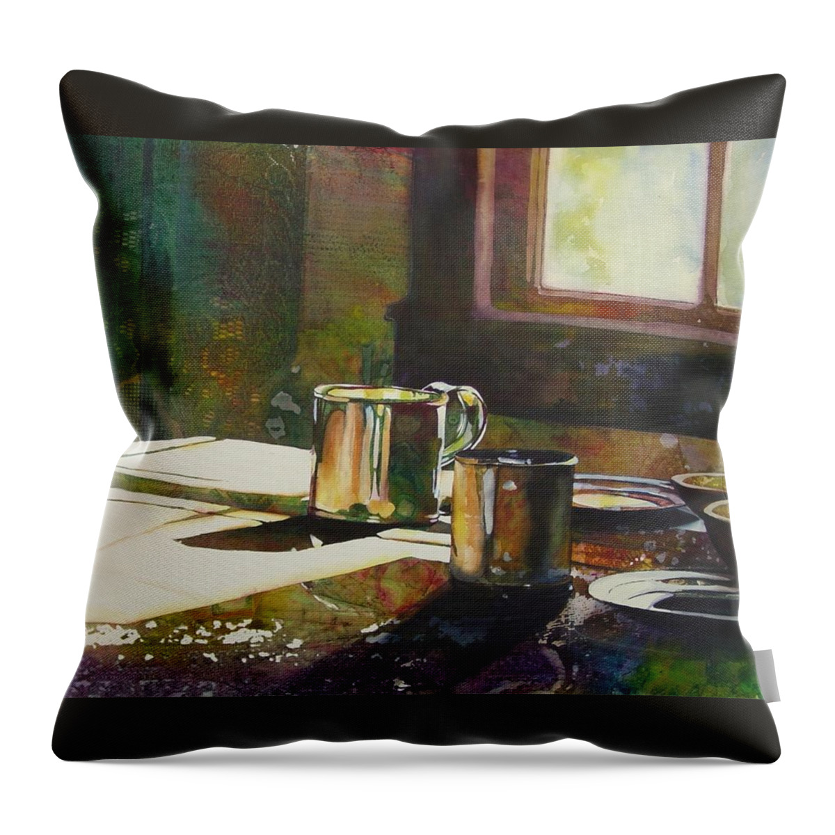 Still Life Throw Pillow featuring the painting Morning Setting by Marlene Gremillion