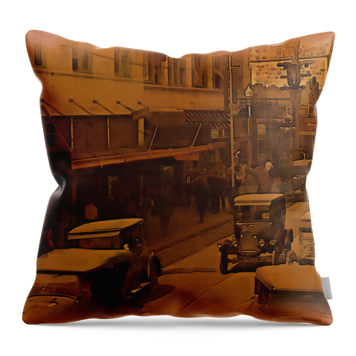 Historical Throw Pillow featuring the digital art Morning Traffic by Tristan Armstrong