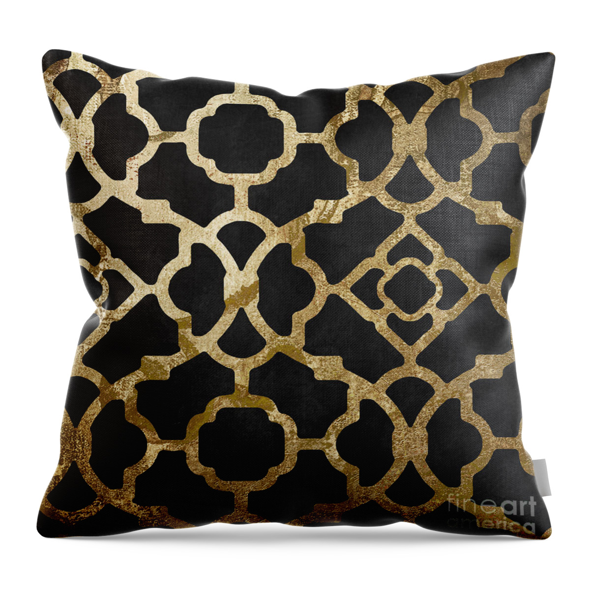 Black And Gold Pattern Throw Pillow featuring the painting Moroccan Gold III by Mindy Sommers