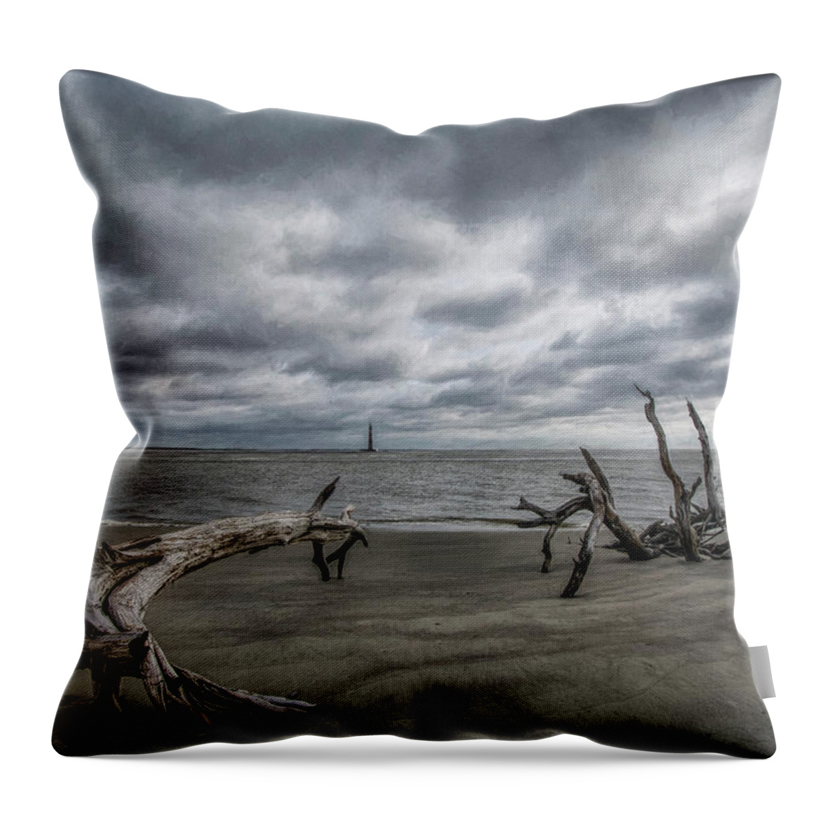 Folly Beach Throw Pillow featuring the photograph Morris Island Lighthouse by Erika Fawcett