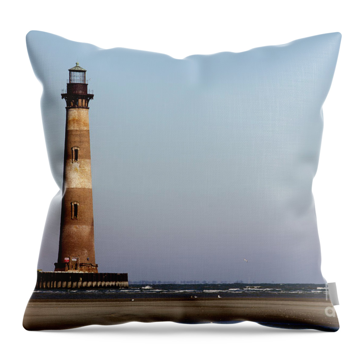 Morris Island Lighthouse Throw Pillow featuring the photograph Morris Island Lighthouse South Carolina by Dustin K Ryan