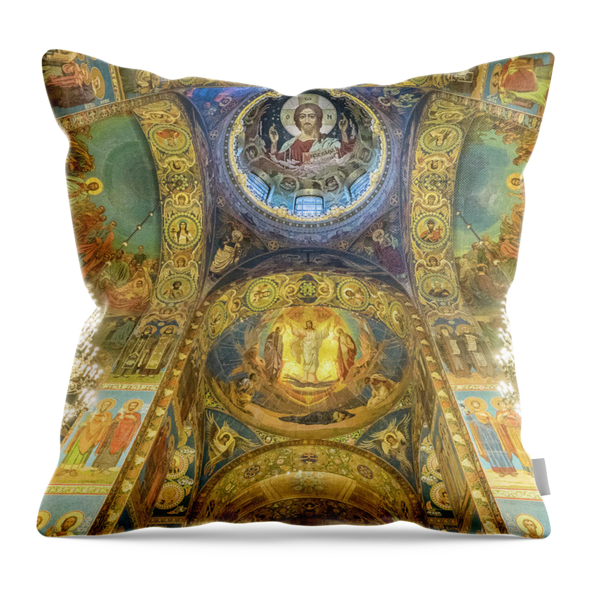 Europe Throw Pillow featuring the photograph Mosaic marvel -St.Petersburg. by Usha Peddamatham