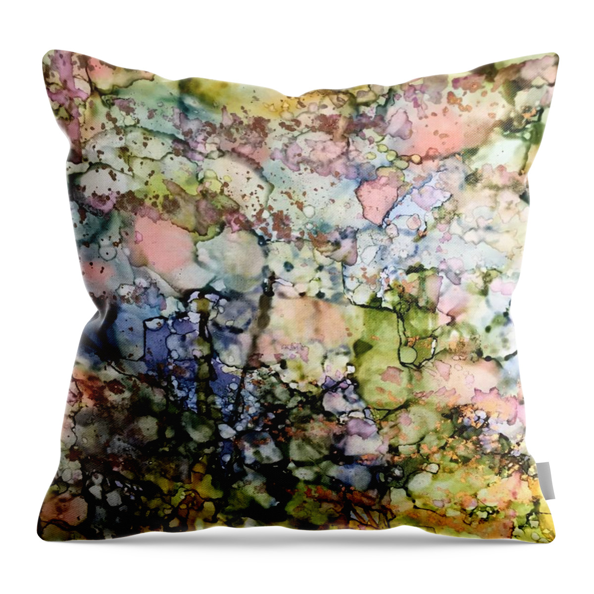 Abstract Painting Throw Pillow featuring the painting Mosaic by Nancy Koehler