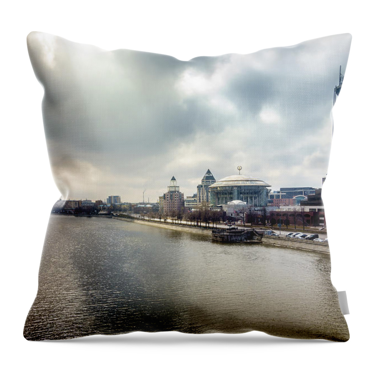 Moscow Throw Pillow featuring the photograph Moscow River by Alexey Stiop