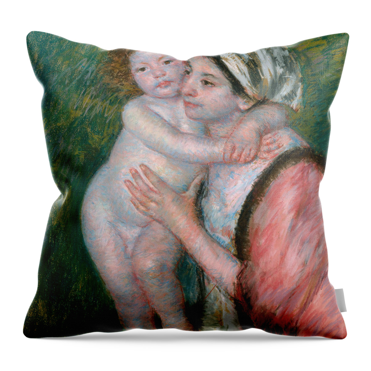 American Art Throw Pillow featuring the pastel Mother and Child, 1914 by Mary Cassatt
