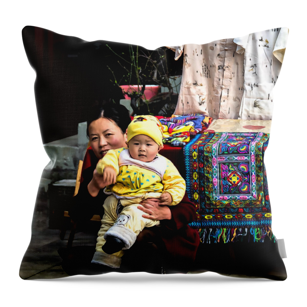 Asia Throw Pillow featuring the photograph Mother and Child by Maria Coulson