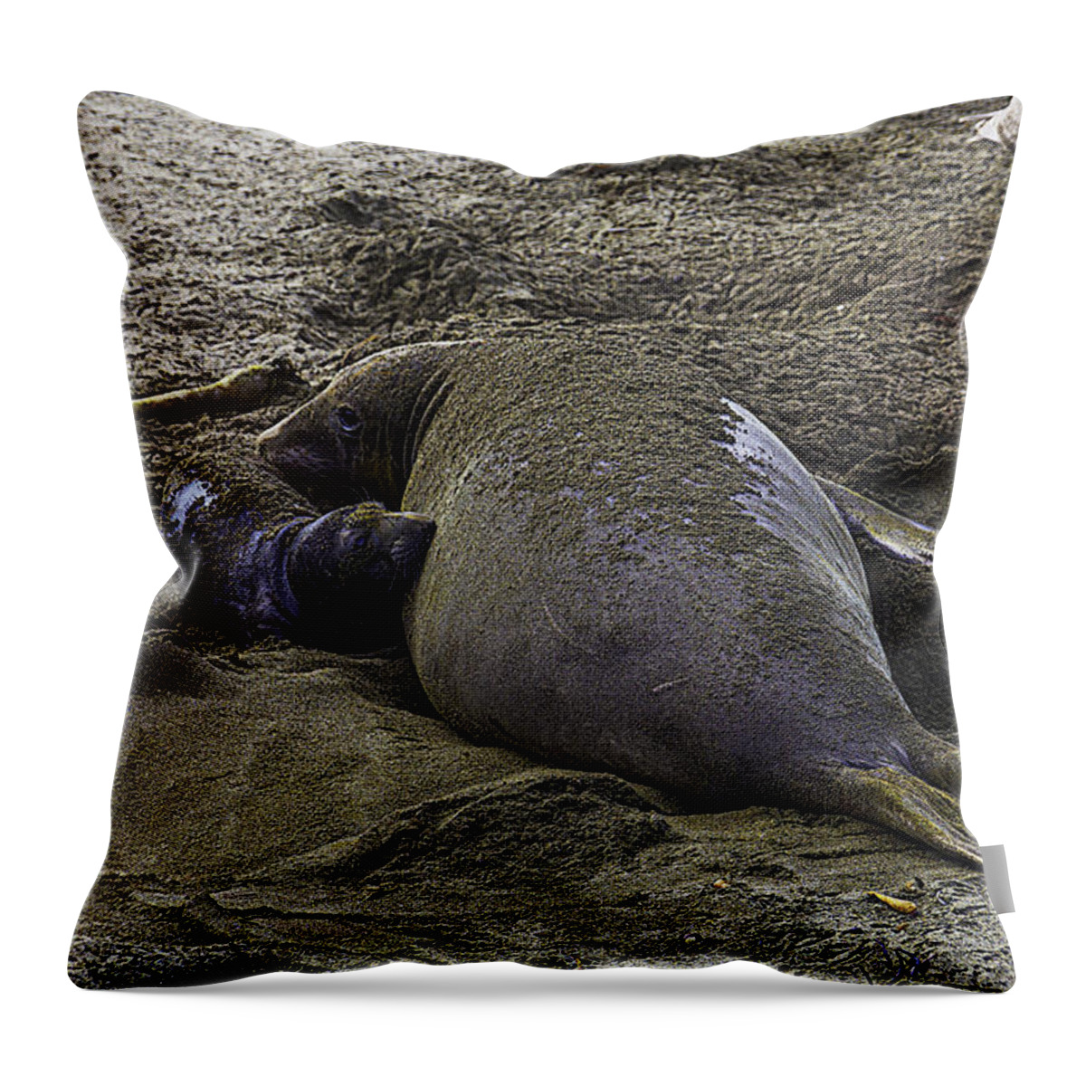 Elephant Throw Pillow featuring the photograph Mother And New Born by Garry Gay