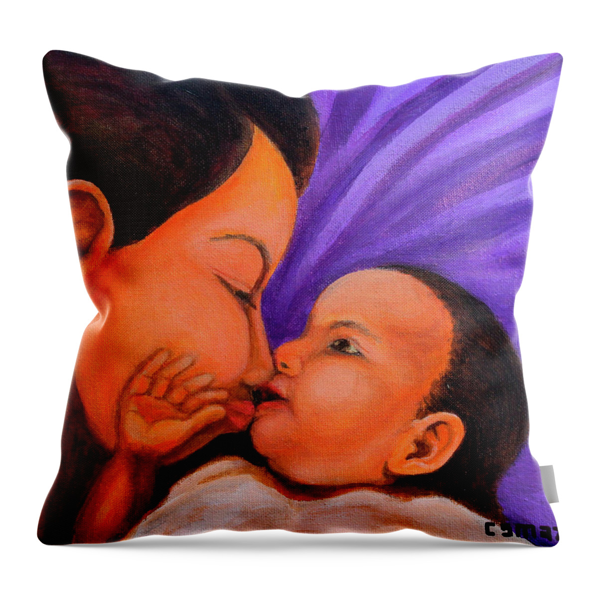 Mother Throw Pillow featuring the painting Mother's Love by Cyril Maza