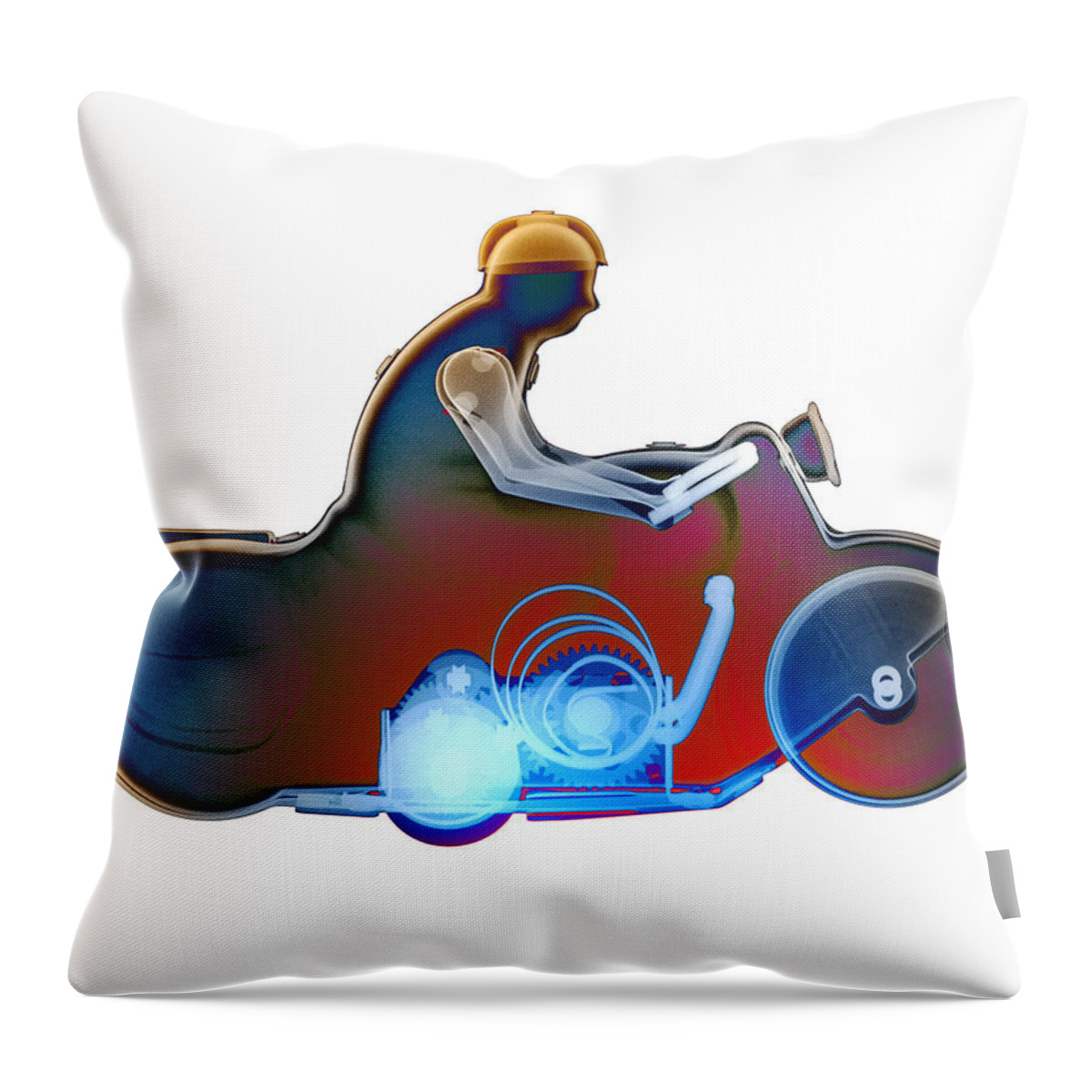 Tin Toy Motorcycle X-ray Art Photography Throw Pillow featuring the photograph Motorcycle X-ray No. 10 by Roy Livingston