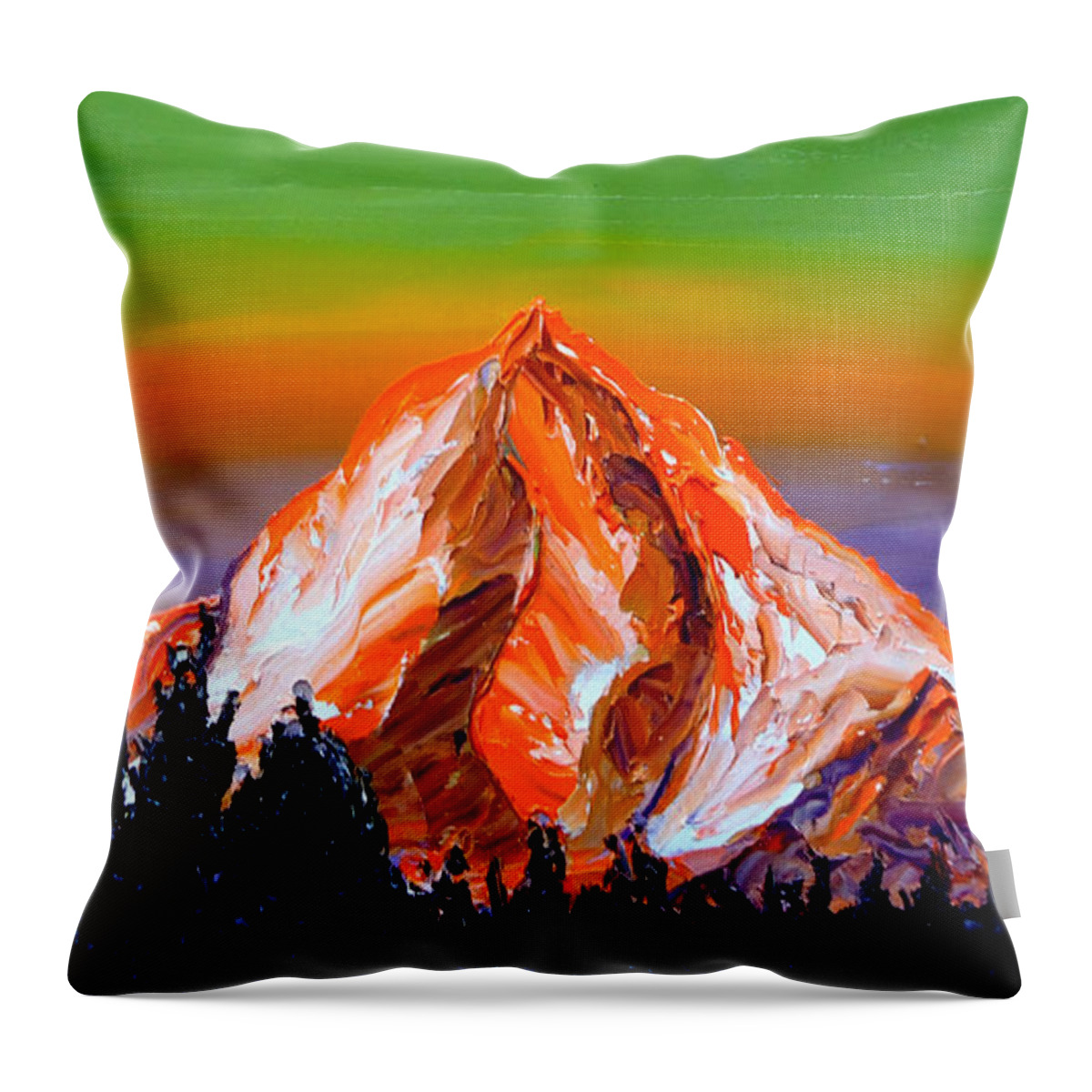  Throw Pillow featuring the painting Mount Hood At Dusk 10 by James Dunbar