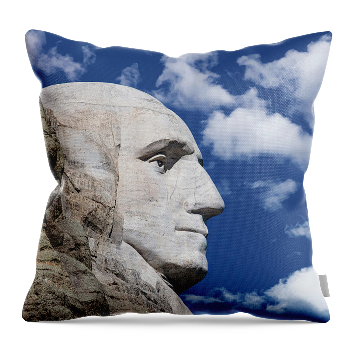 Black Hills Throw Pillow featuring the photograph Mount Rushmore Profile of George Washington by Tom Mc Nemar