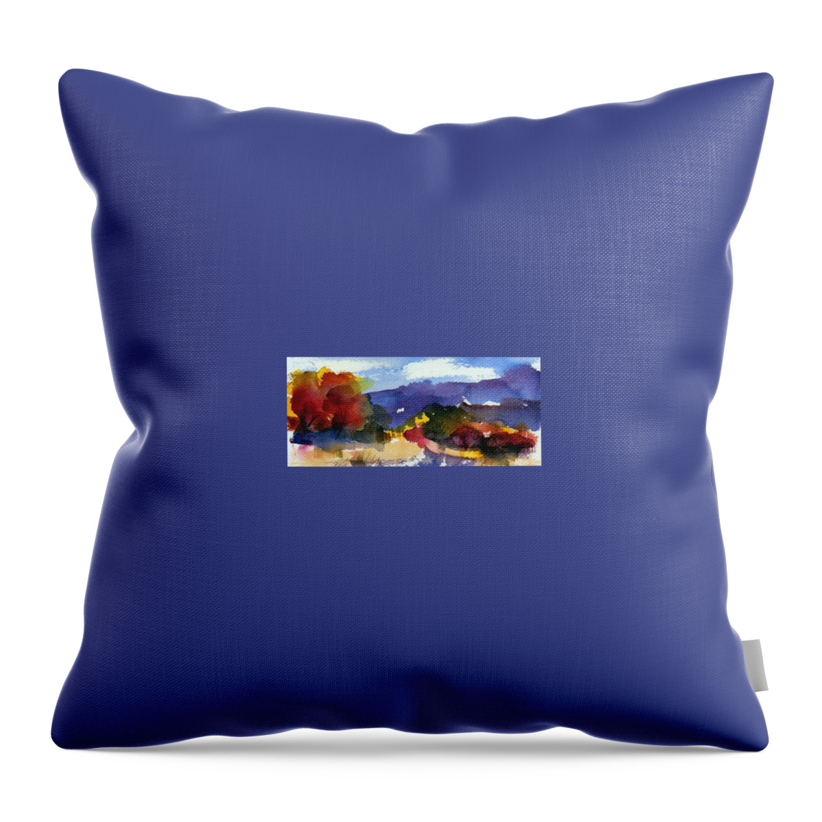 Autumn Throw Pillow featuring the painting Mountain Autumn by Anne Duke