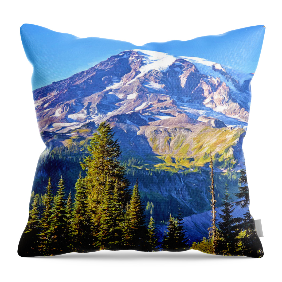 Mount Rainier Throw Pillow featuring the photograph Mountain Meets Sky by Anthony Baatz