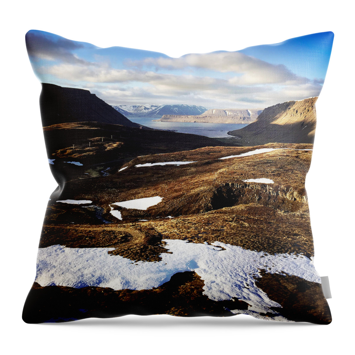 Iceland Throw Pillow featuring the photograph Mountain pass in Iceland by Matthias Hauser