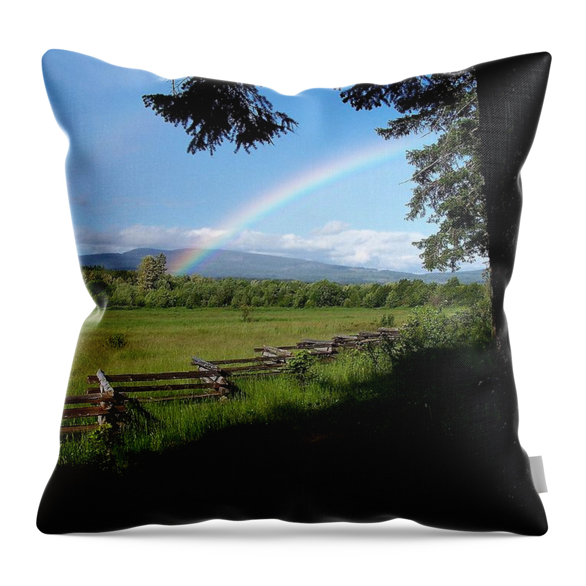 Washington Throw Pillow featuring the photograph Mountain Rainbow Photograph by Kimberly Walker