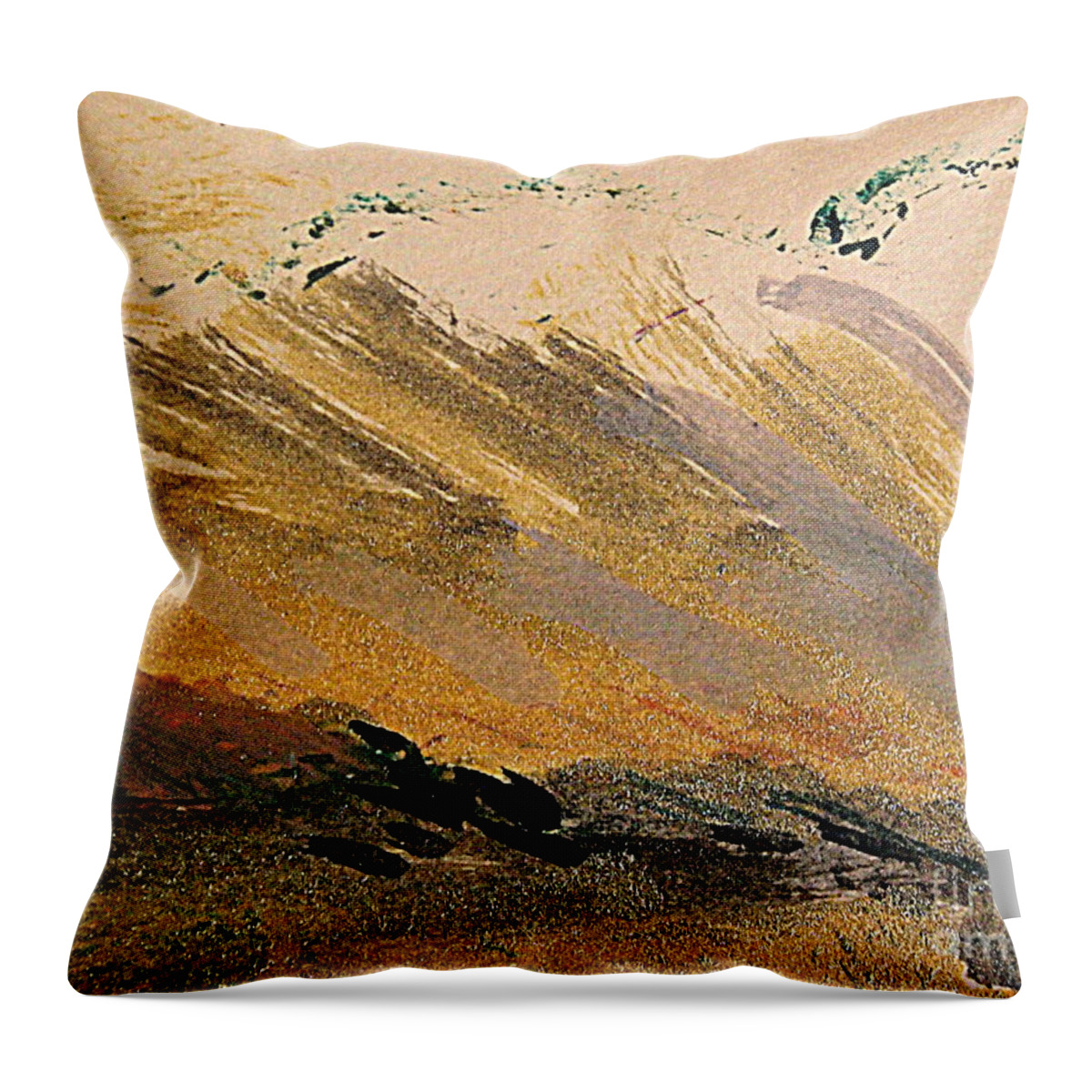 Abstract Acrylic Landscape Throw Pillow featuring the painting Mountain Sunset by Nancy Kane Chapman