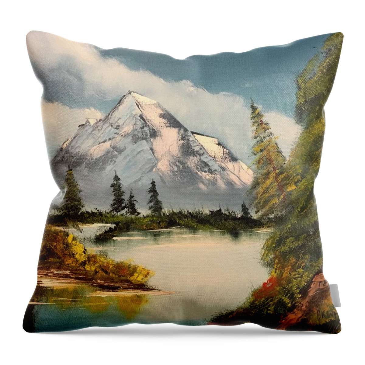 Mountain Throw Pillow featuring the painting Mountain View by Brian White