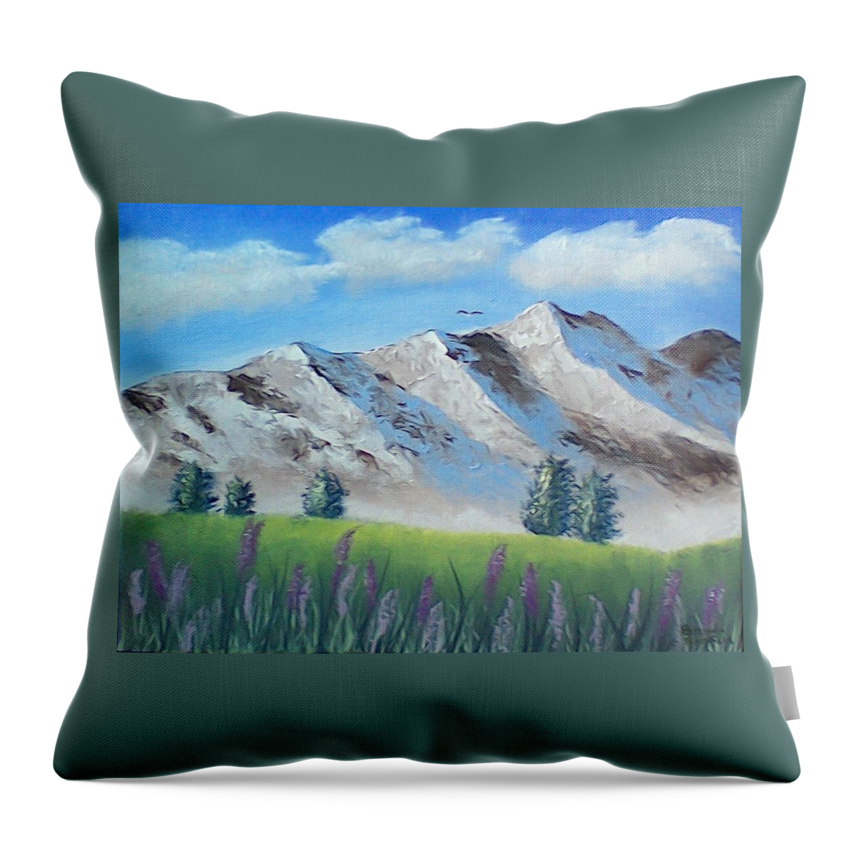 Mountains Throw Pillow featuring the painting Mountains by Brenda Bonfield