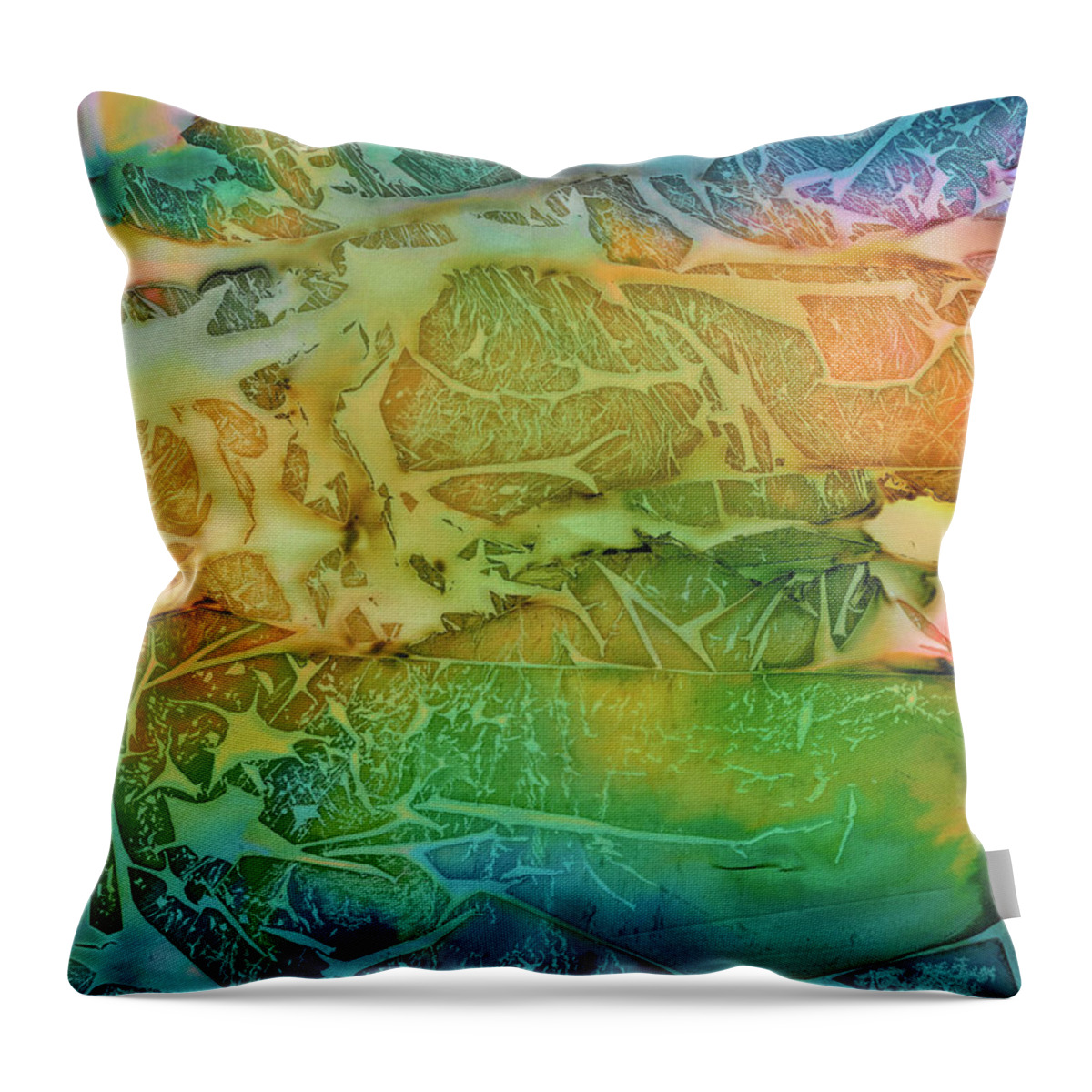 Mountains Throw Pillow featuring the painting Mountains, Trees, Icy Seas by Eli Tynan
