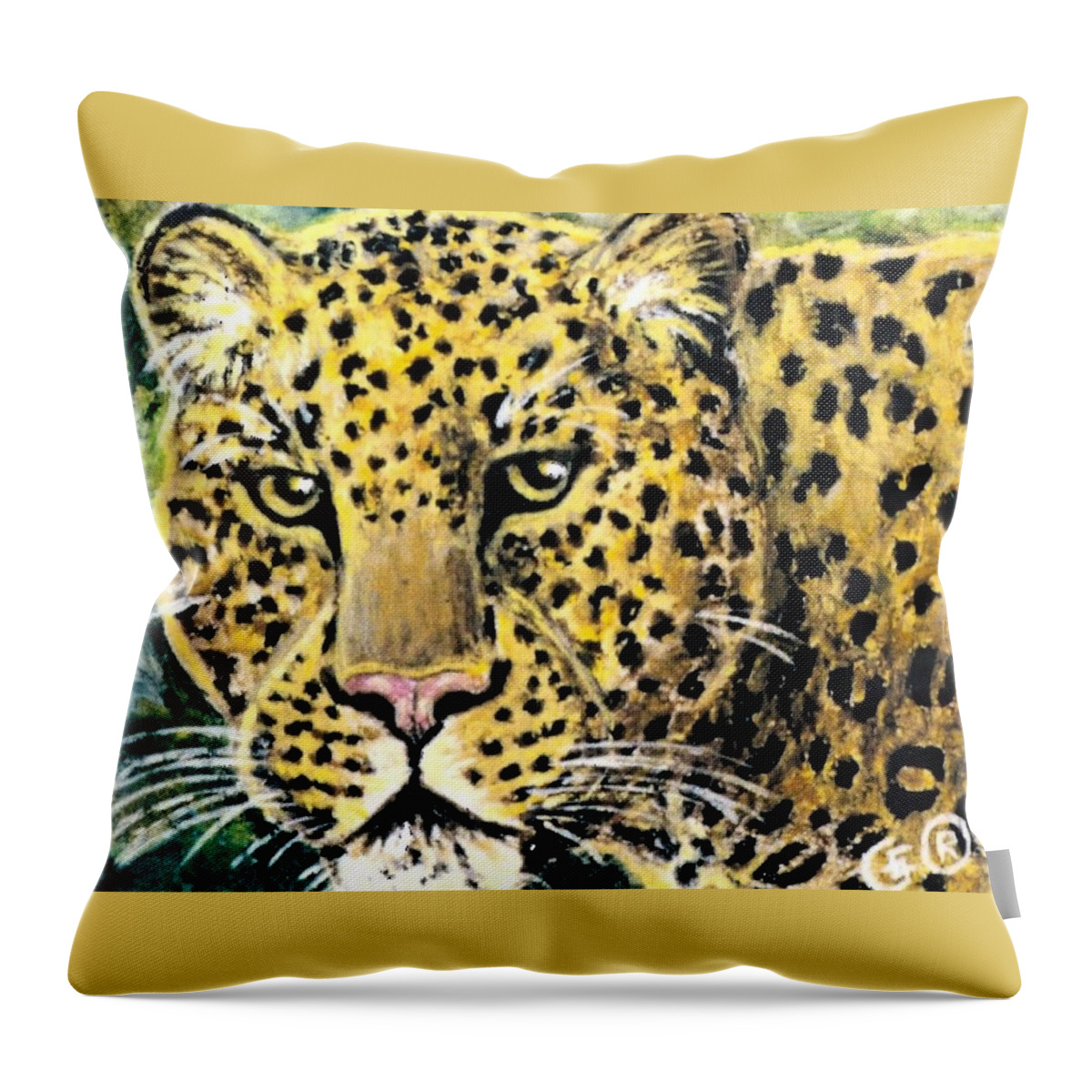 Leopards Throw Pillow featuring the pastel Moving Beauty by George I Perez