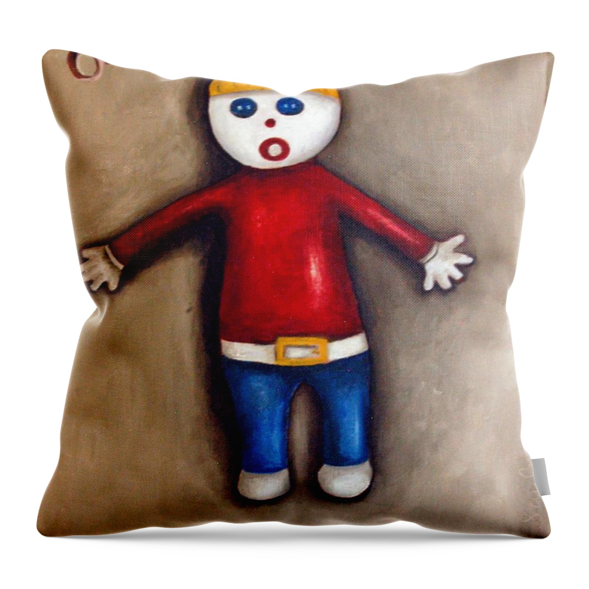 Mr.bill Throw Pillow featuring the painting Mr. Bill by Leah Saulnier The Painting Maniac