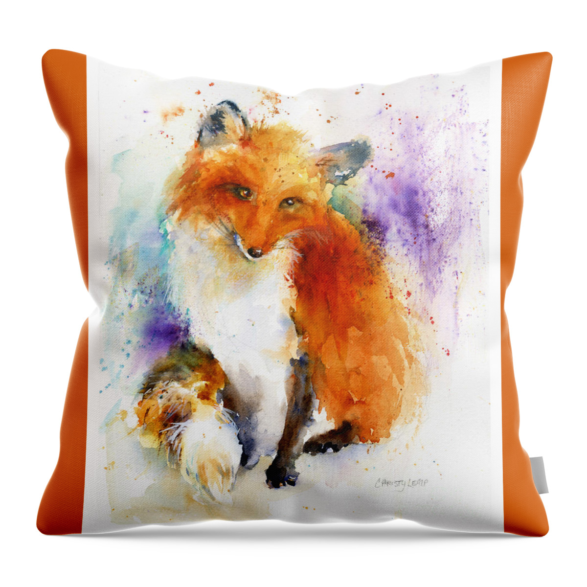 Red Fox Throw Pillow featuring the painting Mr. Fox by Christy Lemp