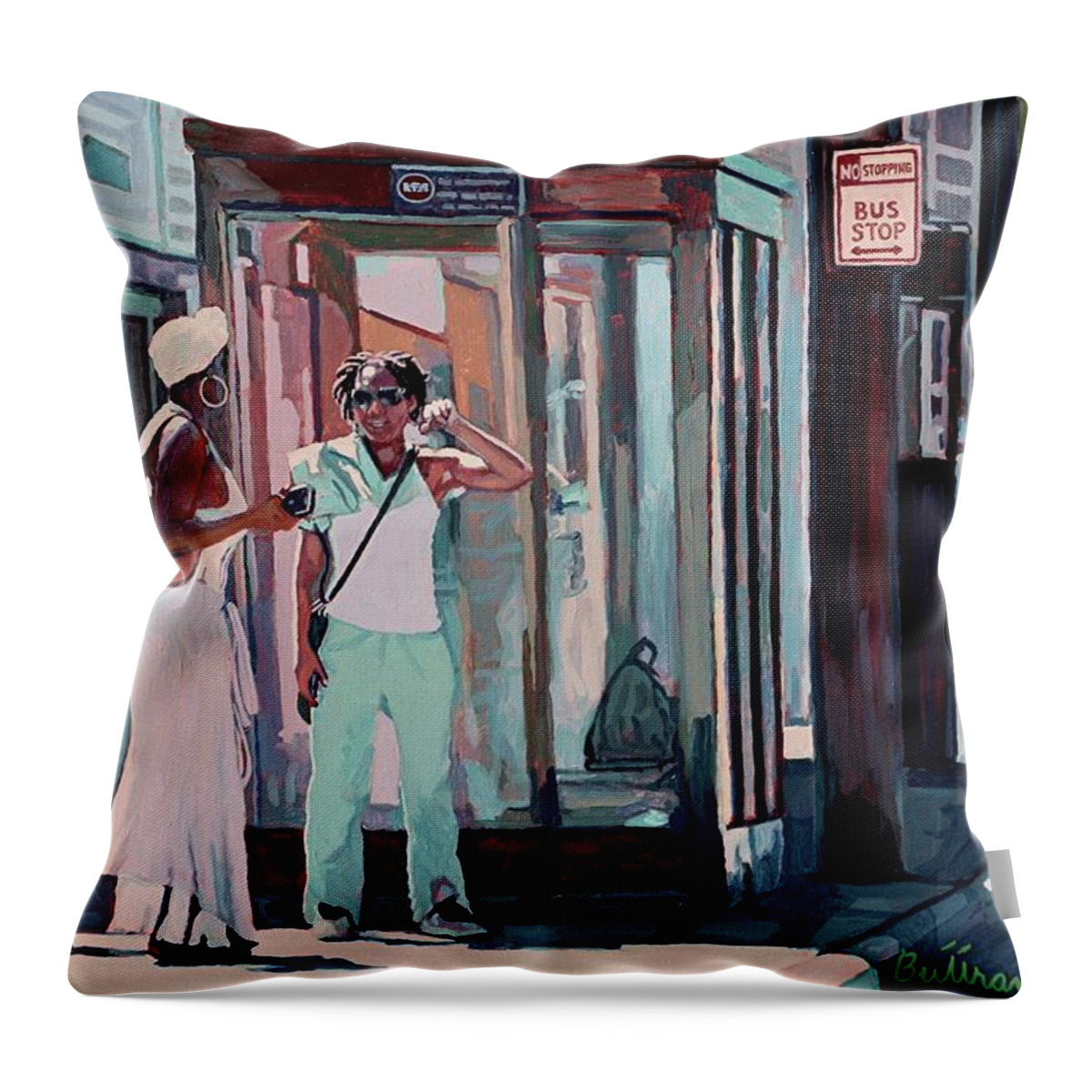 Innercity Art Throw Pillow featuring the painting Mrs. Brown by David Buttram
