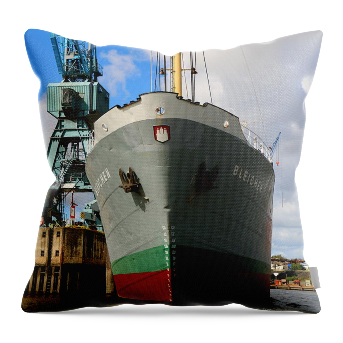 Cargo Throw Pillow featuring the photograph MS Bleichen by Christiane Schulze Art And Photography