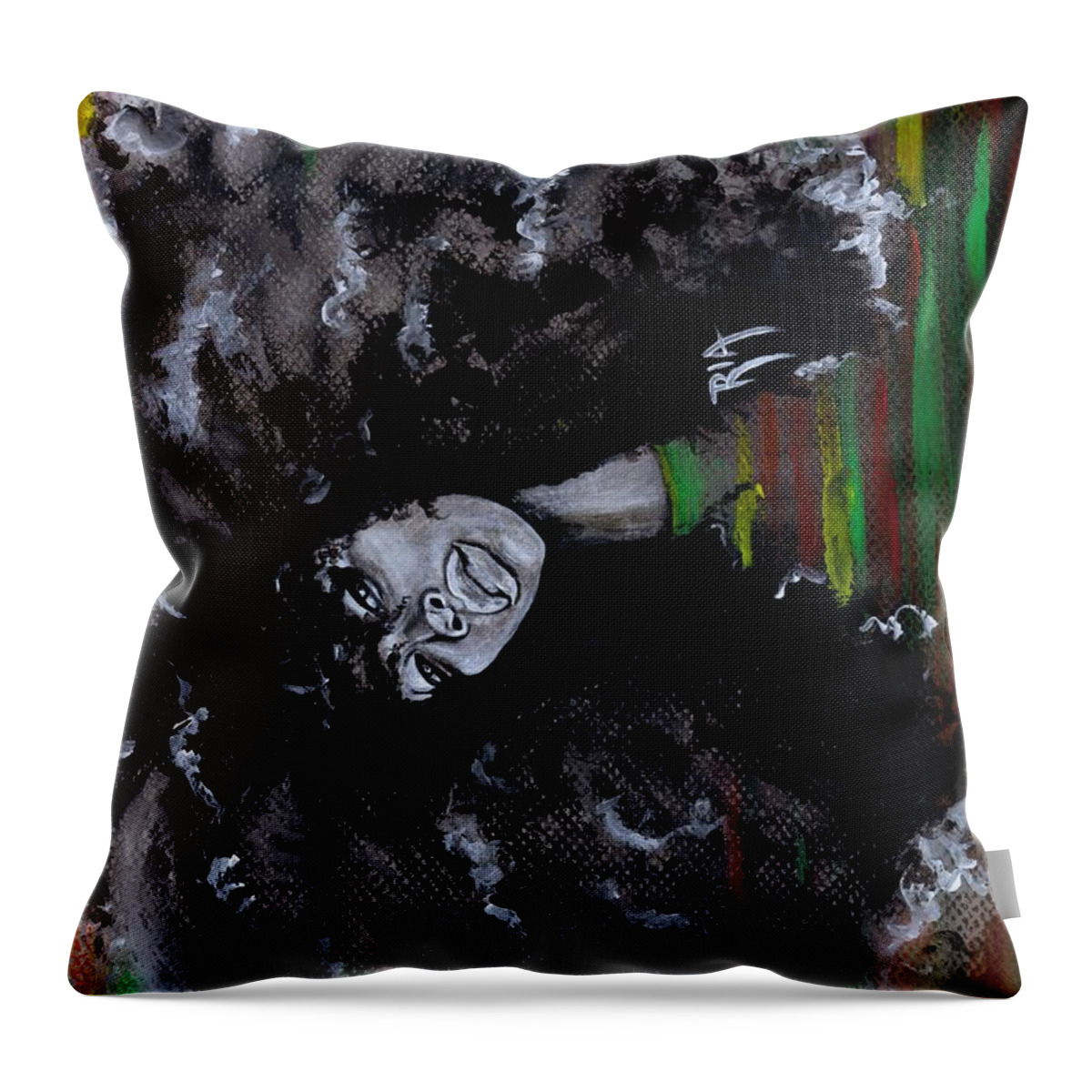Erykah Badu Throw Pillow featuring the painting Ms Erykah Badu To You Fool by Artist RiA
