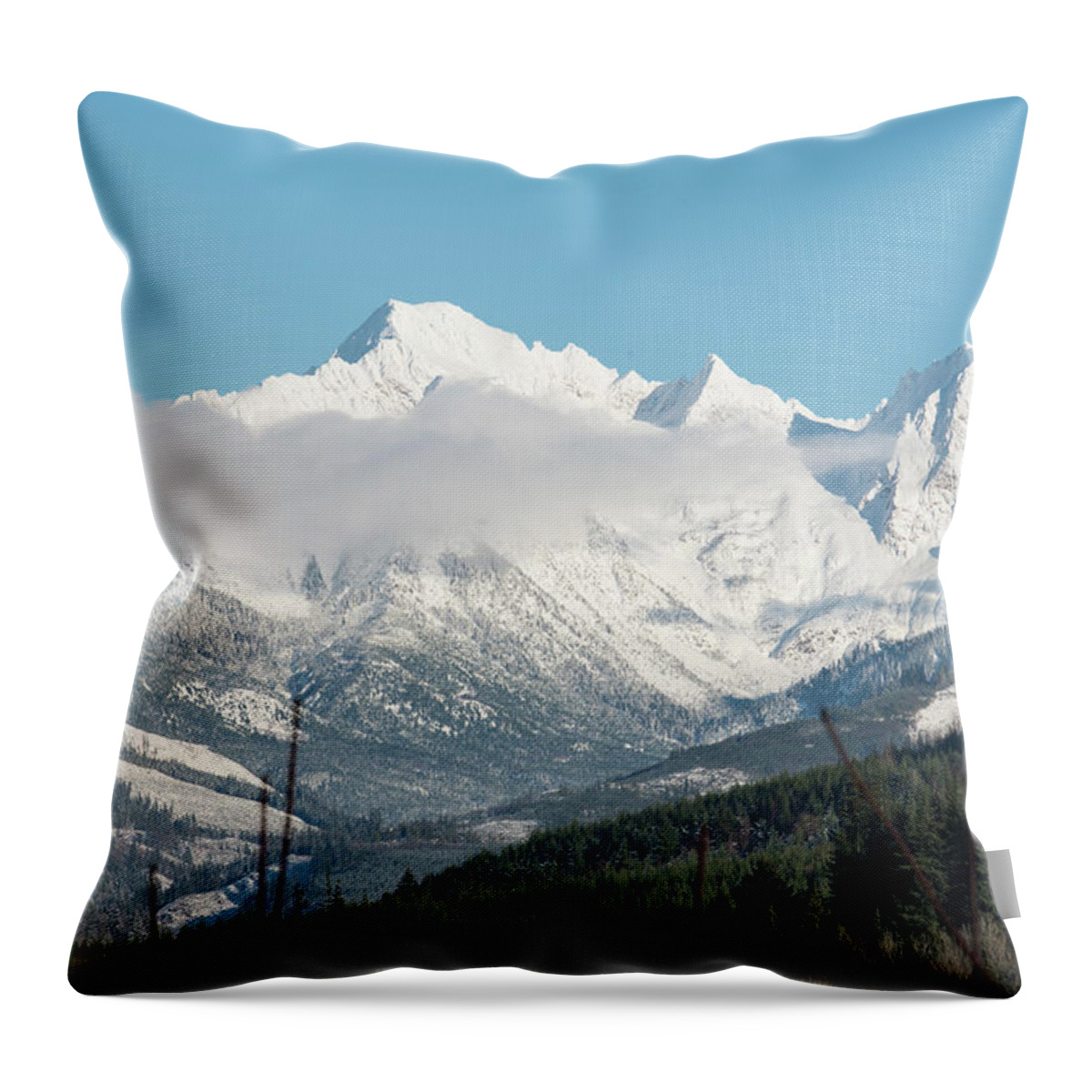 Mt Baker And Clouds Throw Pillow featuring the photograph Mt Baker and Clouds by Tom Cochran