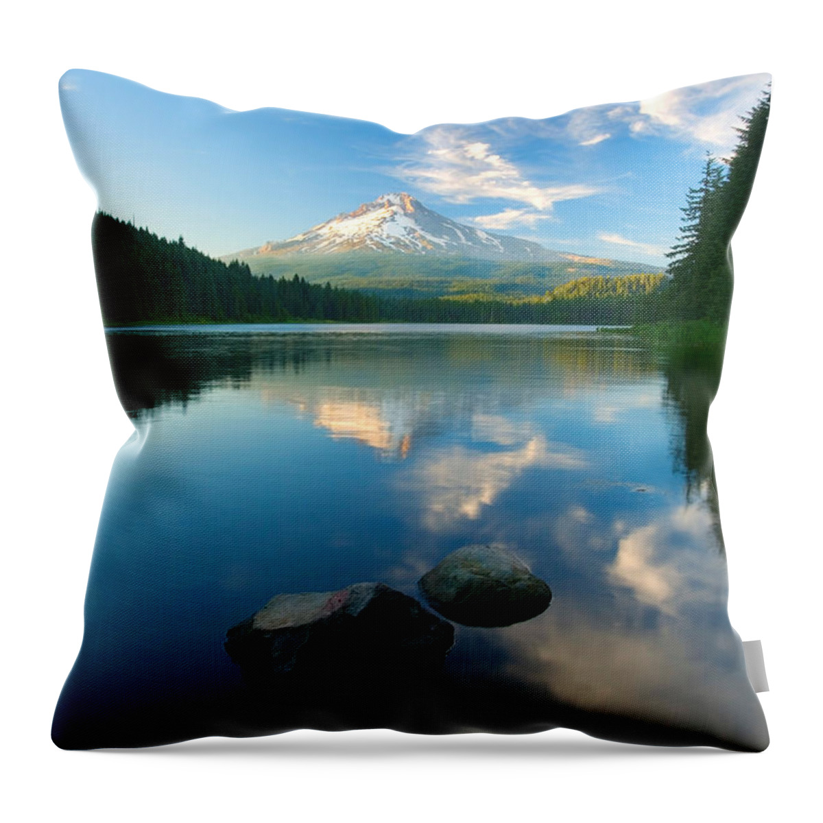 Mt. Hood Throw Pillow featuring the photograph Mt. Hood Cirrus Explosion by Michael Dawson