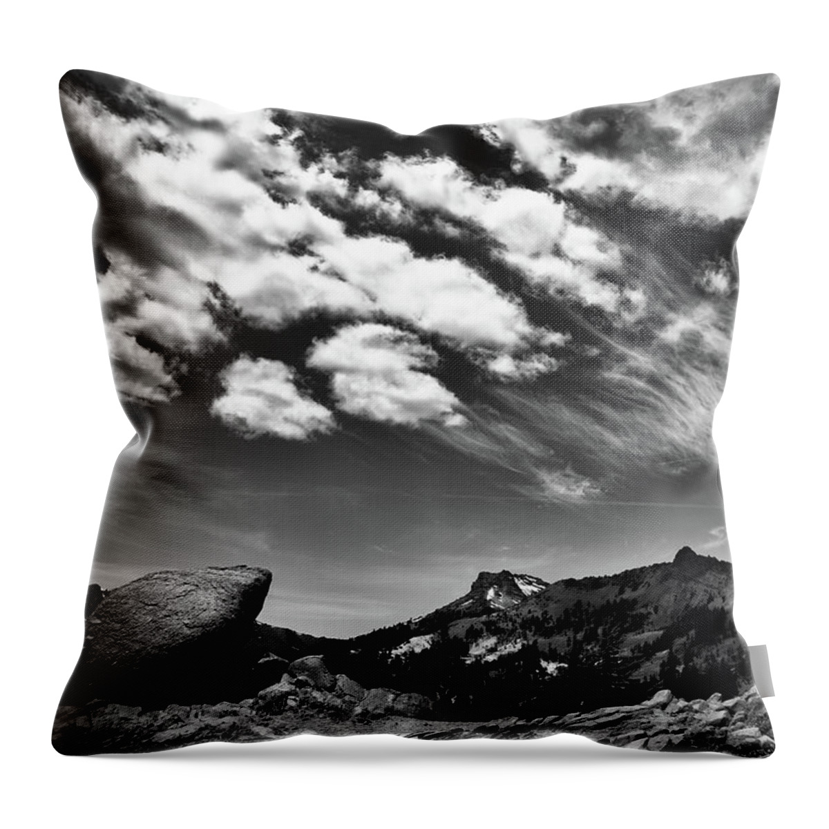Nature Throw Pillow featuring the photograph Mt. Lassen B W by Digiblocks Photography