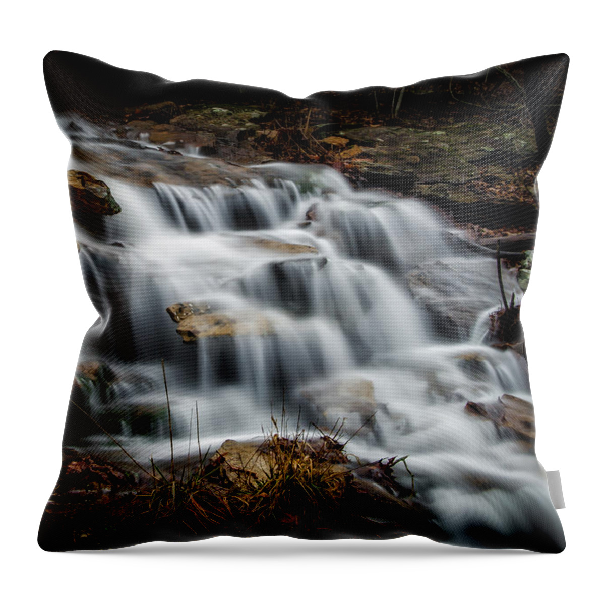 Mt. Magazine State Park Throw Pillow featuring the photograph Mt. Magazine Cascade by James Barber