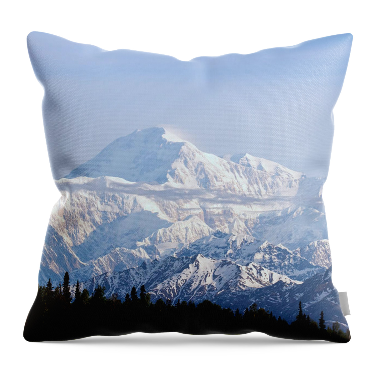  Landscape Throw Pillow featuring the photograph Denali Cloud line by Allan Levin