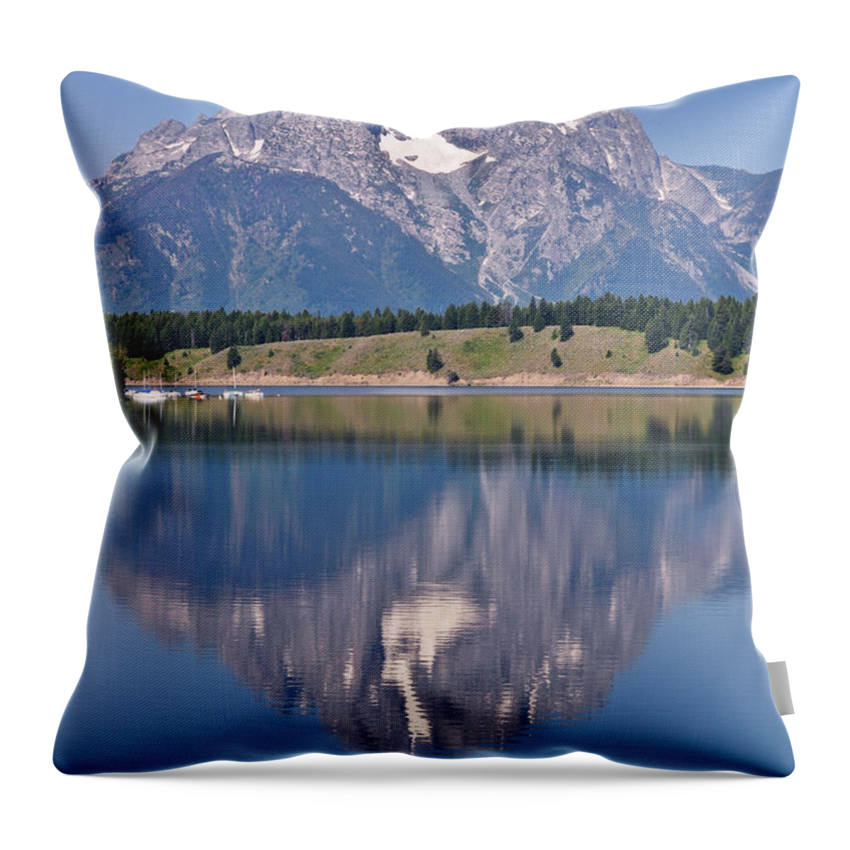 Mt. Moran Throw Pillow featuring the photograph Mt. Moran by Greg Norrell