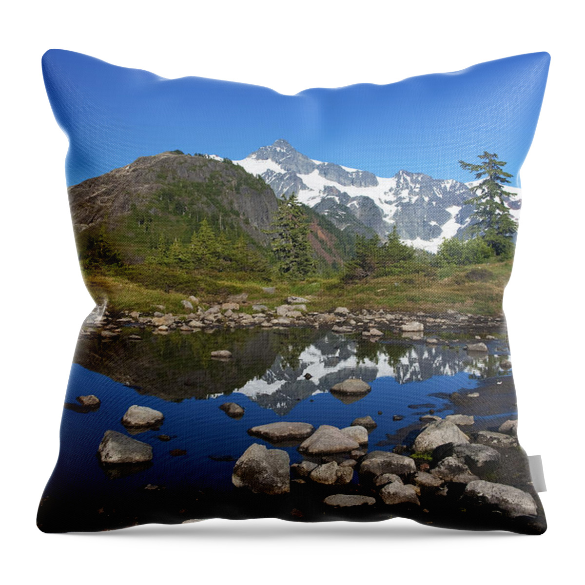 Landscape Throw Pillow featuring the photograph Mt. Shuksan Puddle Reflection by Scott Cunningham