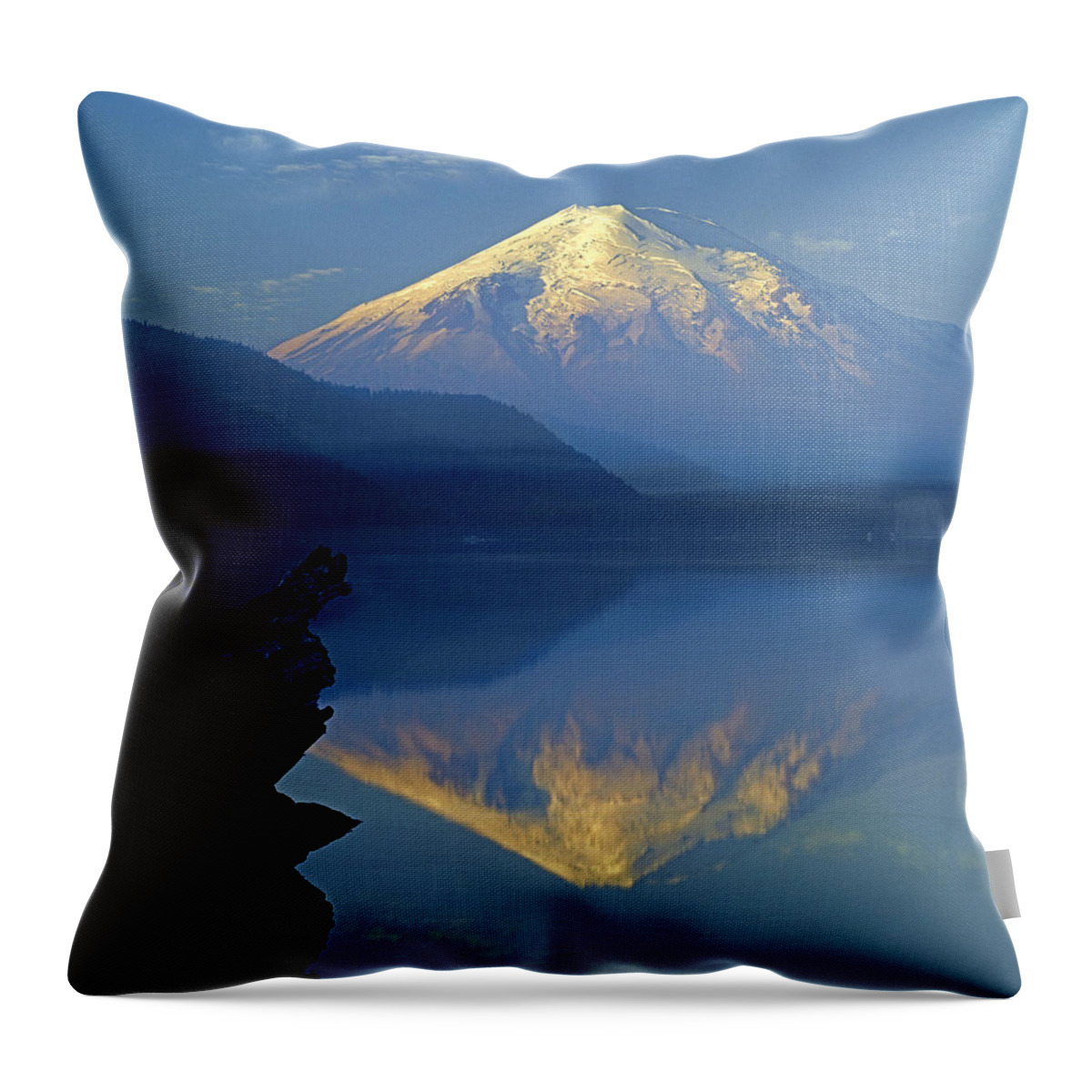 Sunset Throw Pillow featuring the photograph 1M4907-H-Mt. St. Helens Reflect H by Ed Cooper Photography