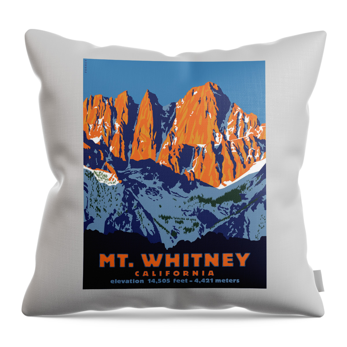 Mt. Whitney Throw Pillow featuring the digital art Mt. Whitney Sunrise Colors by Steve Forney