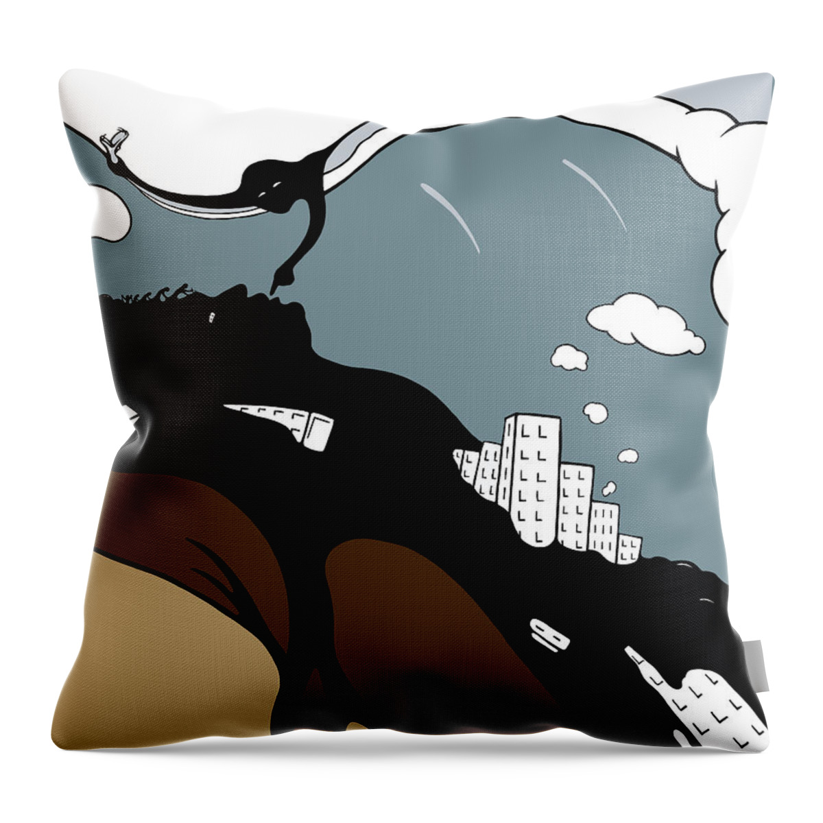 Climate Change Throw Pillow featuring the drawing Mudslide by Craig Tilley