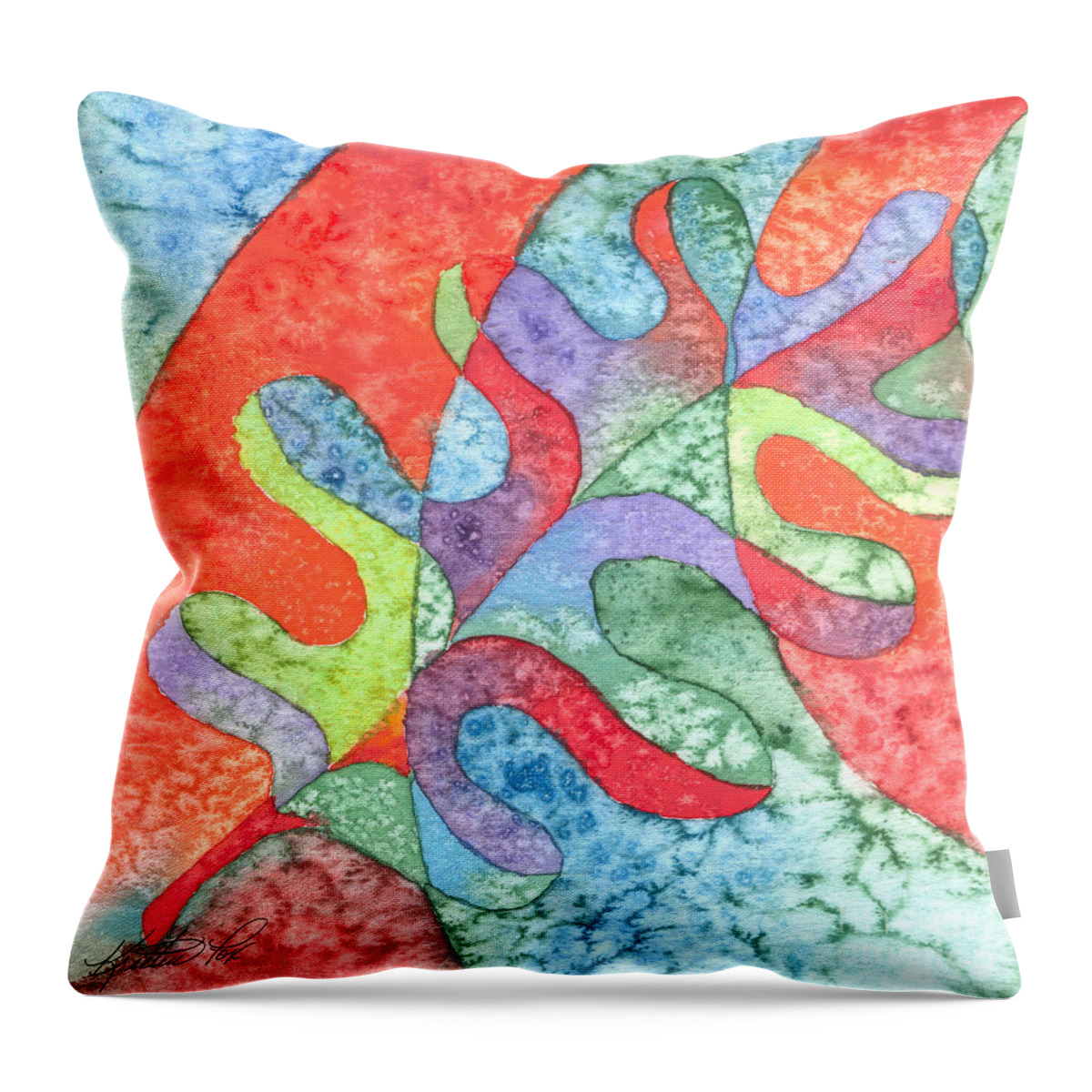 Artoffoxvox Throw Pillow featuring the painting Multicolor Oak Leaf by Kristen Fox